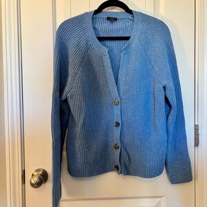 Talbots Blue Ribbed Cardigan Sweater